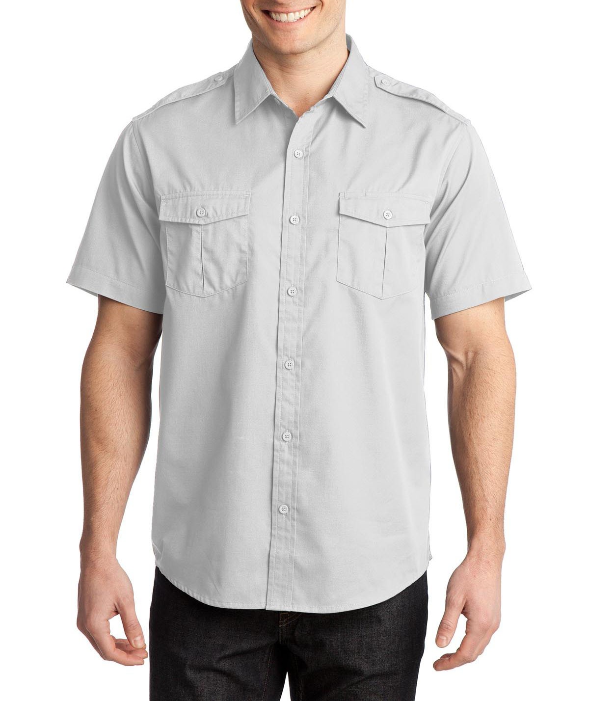 Port Camisa de manga corta militar, con dos bolsillos al frente y acabado S648 blanco - Camisas - HOMBRE