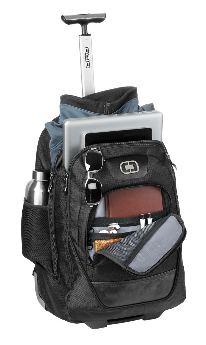 OGIO® Wheelie, Mochila con ruedas y asa retráctil, esencial para viajeros. 411066 negro