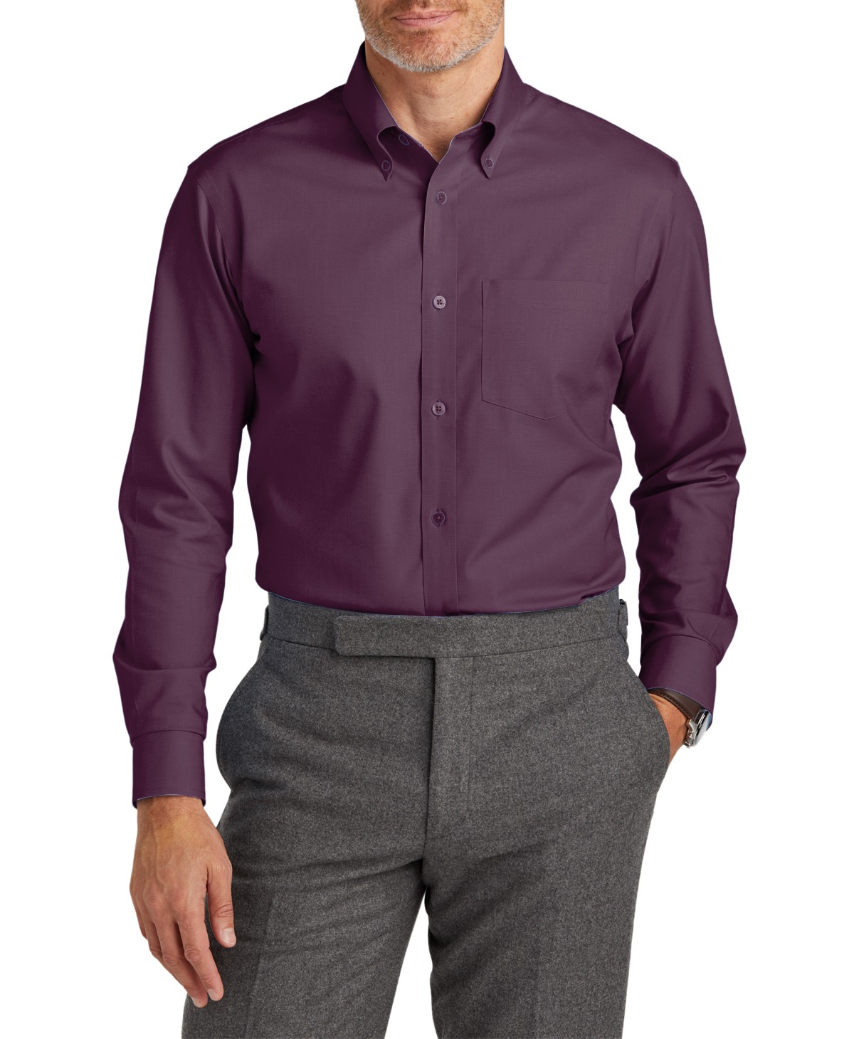 MODELO BB18002. BROOKS BROS. CAMISA DE VESTIR CON UN SUTIL PATRÓN DE DOS COLORES, ANTIARRUGAS