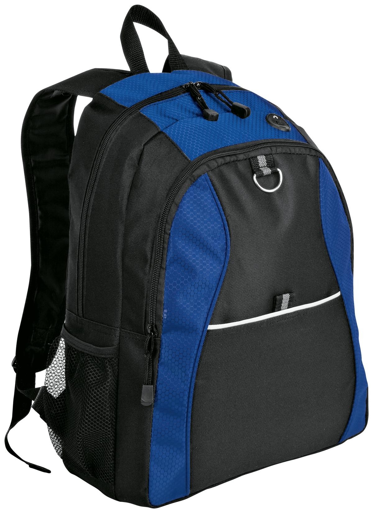 Mochila escolar con textura panal Port Authority®. BG1020 azul/negro