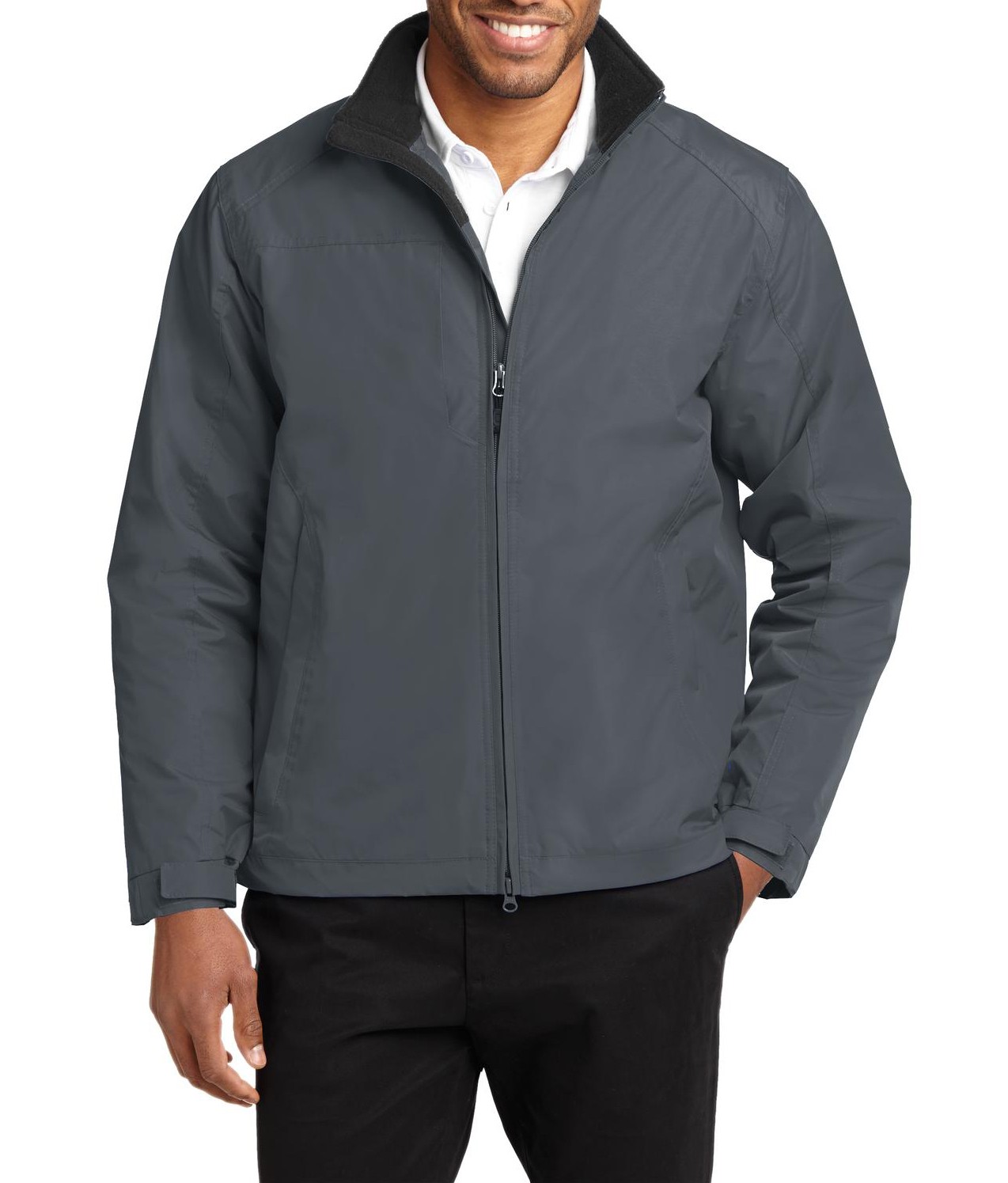 Port Authority® Chamarra clásica para hombre con cierre de doble sentido. J354 acero/negro
