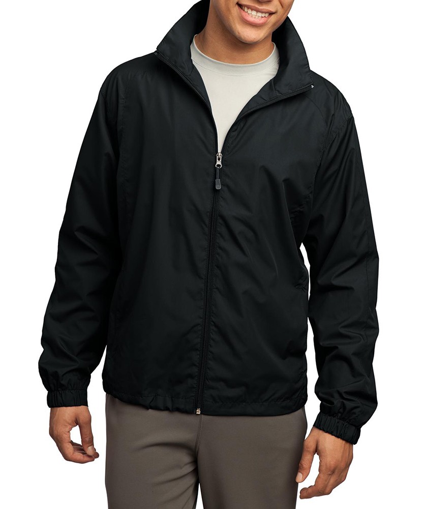 Sport-Tek® Rompevientos para hombre con cierre completo. JST70 negro