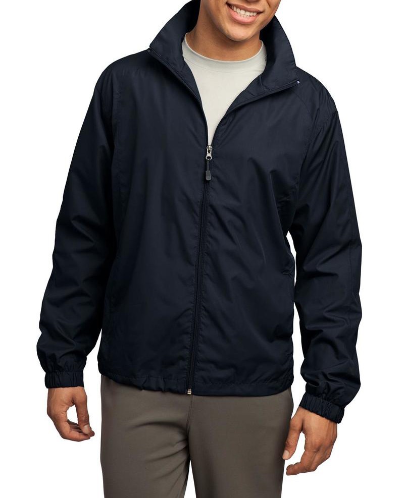 Sport-Tek® Rompevientos para hombre con cierre completo. JST70 azul marino