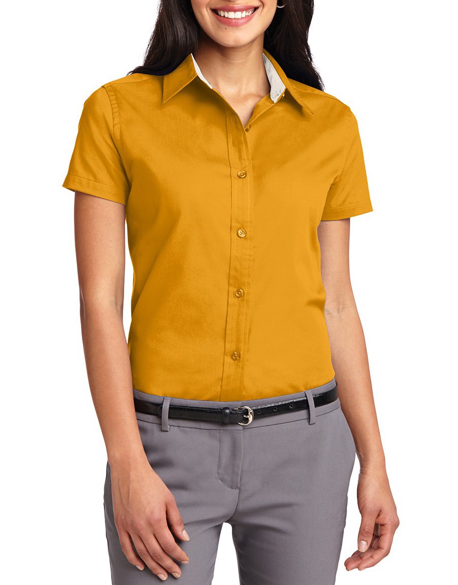 Port Authority® Blusa de manga corta de fácil cuidado. L508 amarillo oro