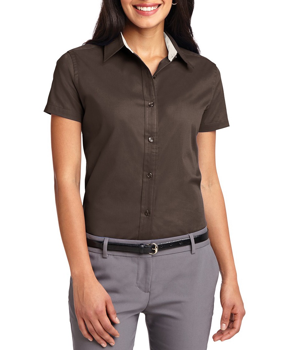 Port Authority® Blusa de manga corta de fácil cuidado. L508 grano de café