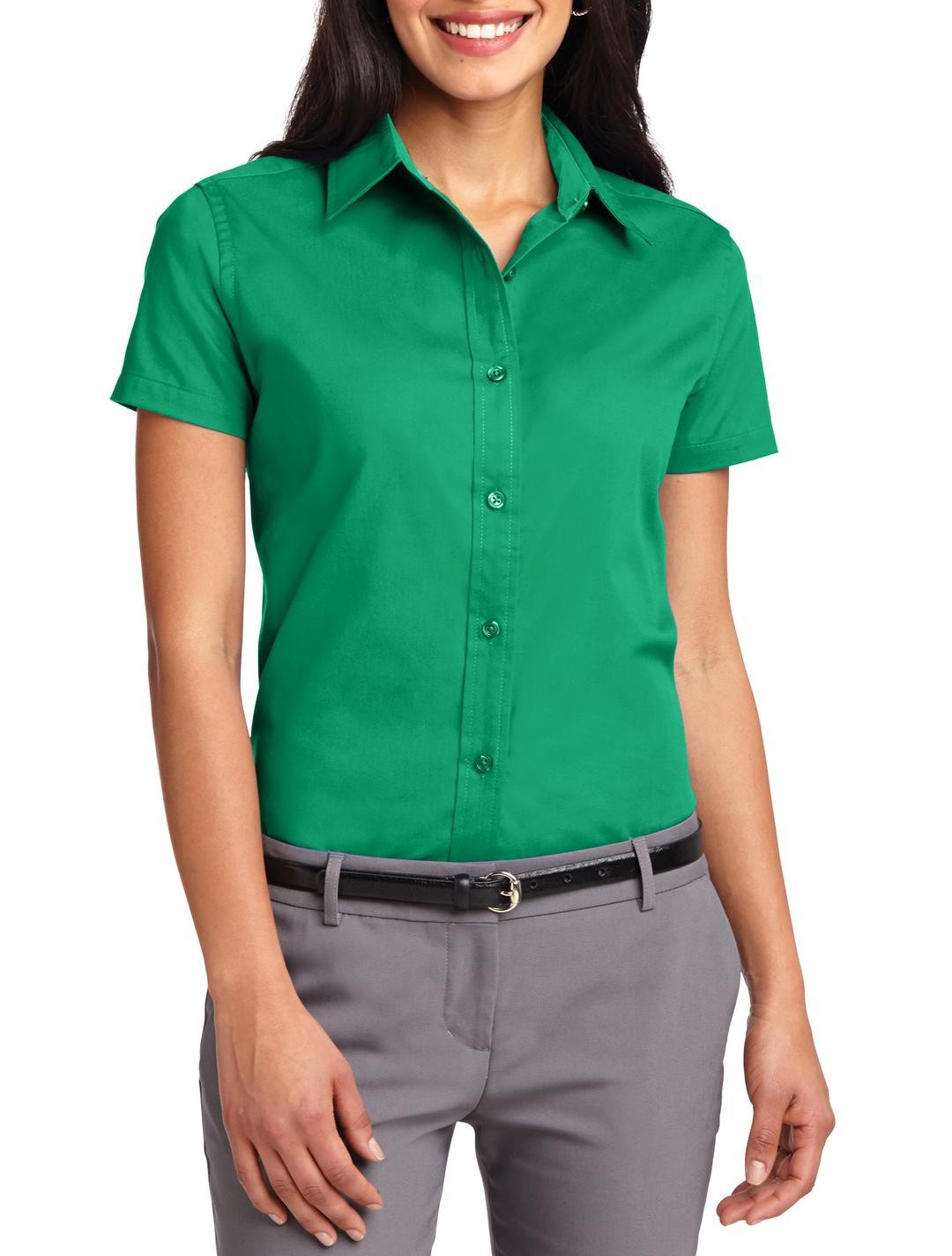 Port Authority® Blusa de manga corta de fácil cuidado. L508 verde pista