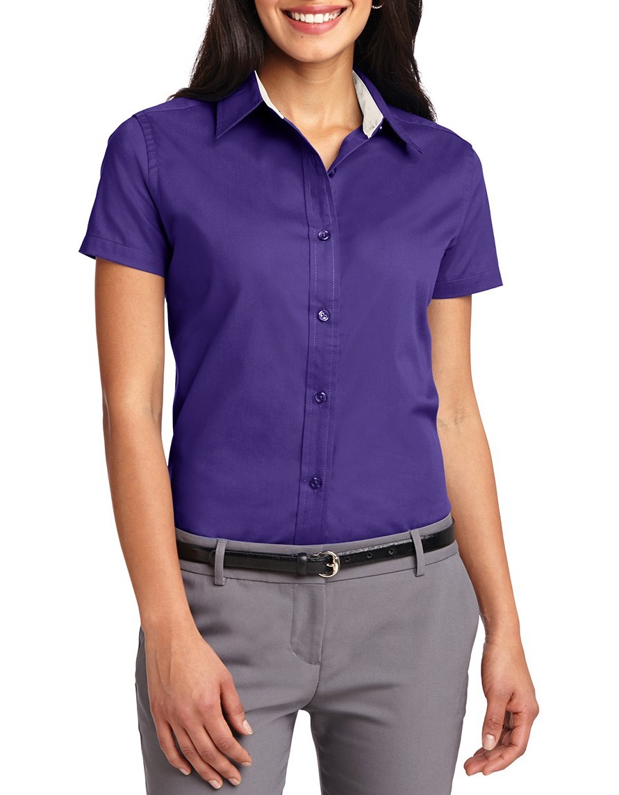 Port Authority® Blusa de manga corta de fácil cuidado. L508 morado