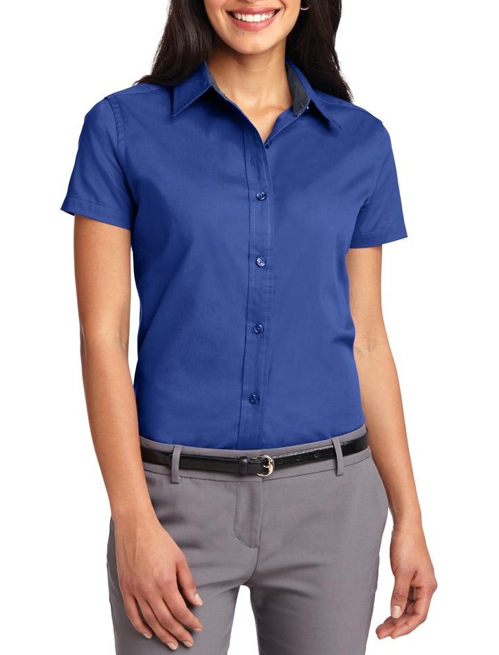 Port Authority® Blusa de manga corta de fácil cuidado. L508 azul real
