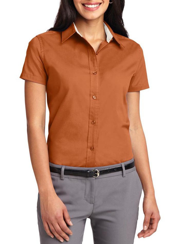 Port Authority® Blusa de manga corta de fácil cuidado. L508 anaranjado texas