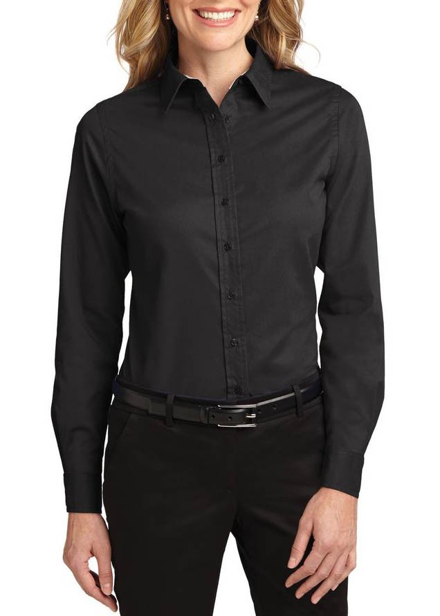 Port Authority® blusa de manga larga anti-arrugas, perfecta para la jornada laboral. L608 negro