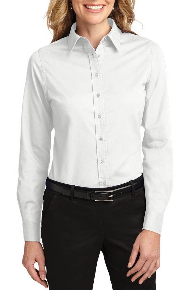 Port Authority® blusa de manga larga anti-arrugas, perfecta para la jornada laboral. L608 blanco