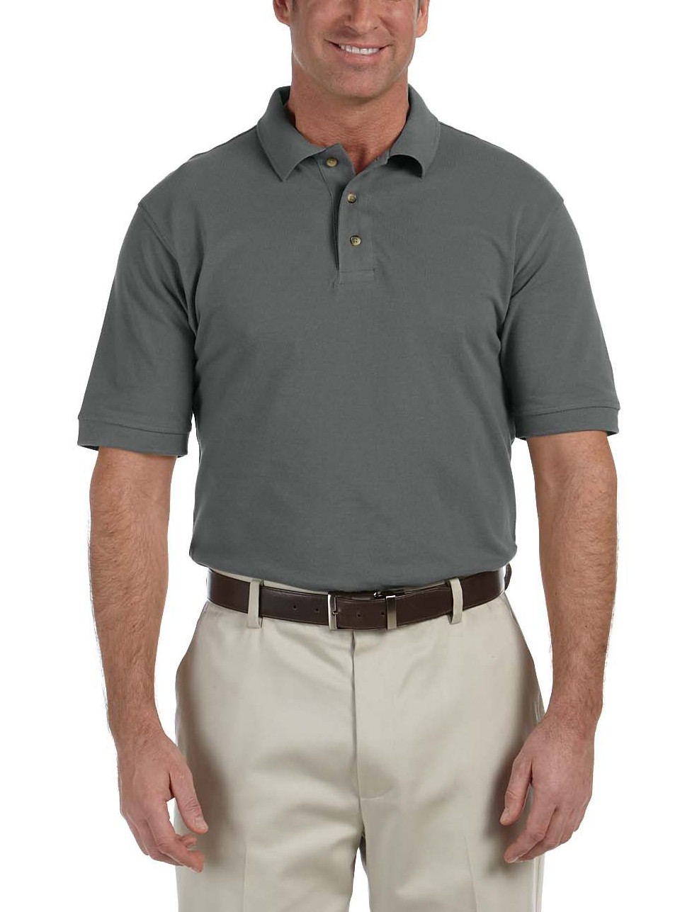 Harriton® camisa polo de algodón tejido piqué, manga corta, variedad de colores. M200 carbón