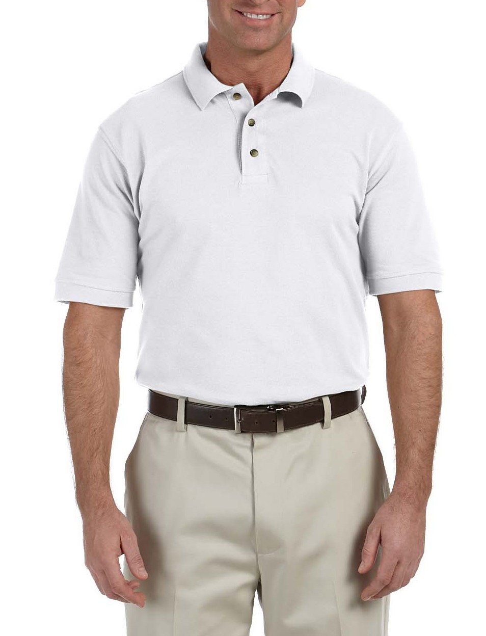 Harriton® camisa polo de algodón tejido piqué, manga corta, variedad de colores. M200 blanco