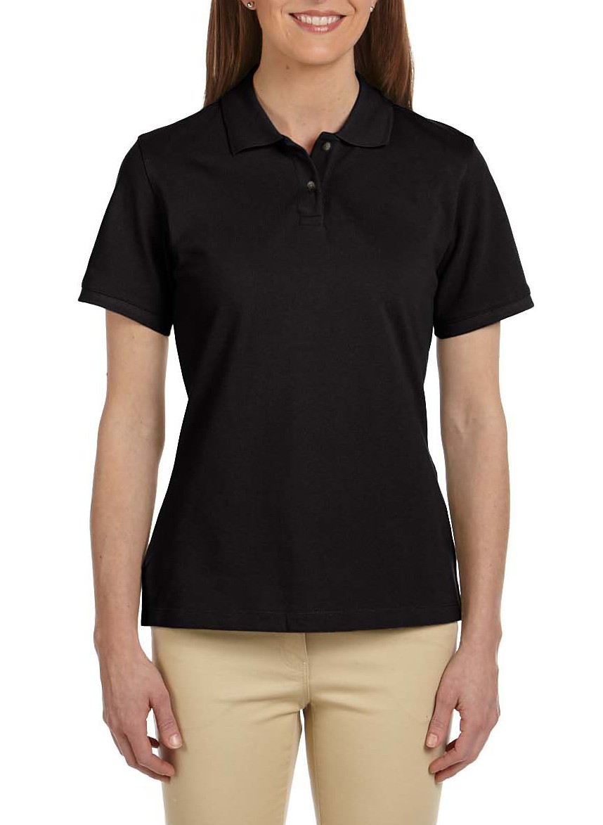 Harriton® blusa polo de algodón tejido piqué, manga corta, variedad de colores. M200w negro