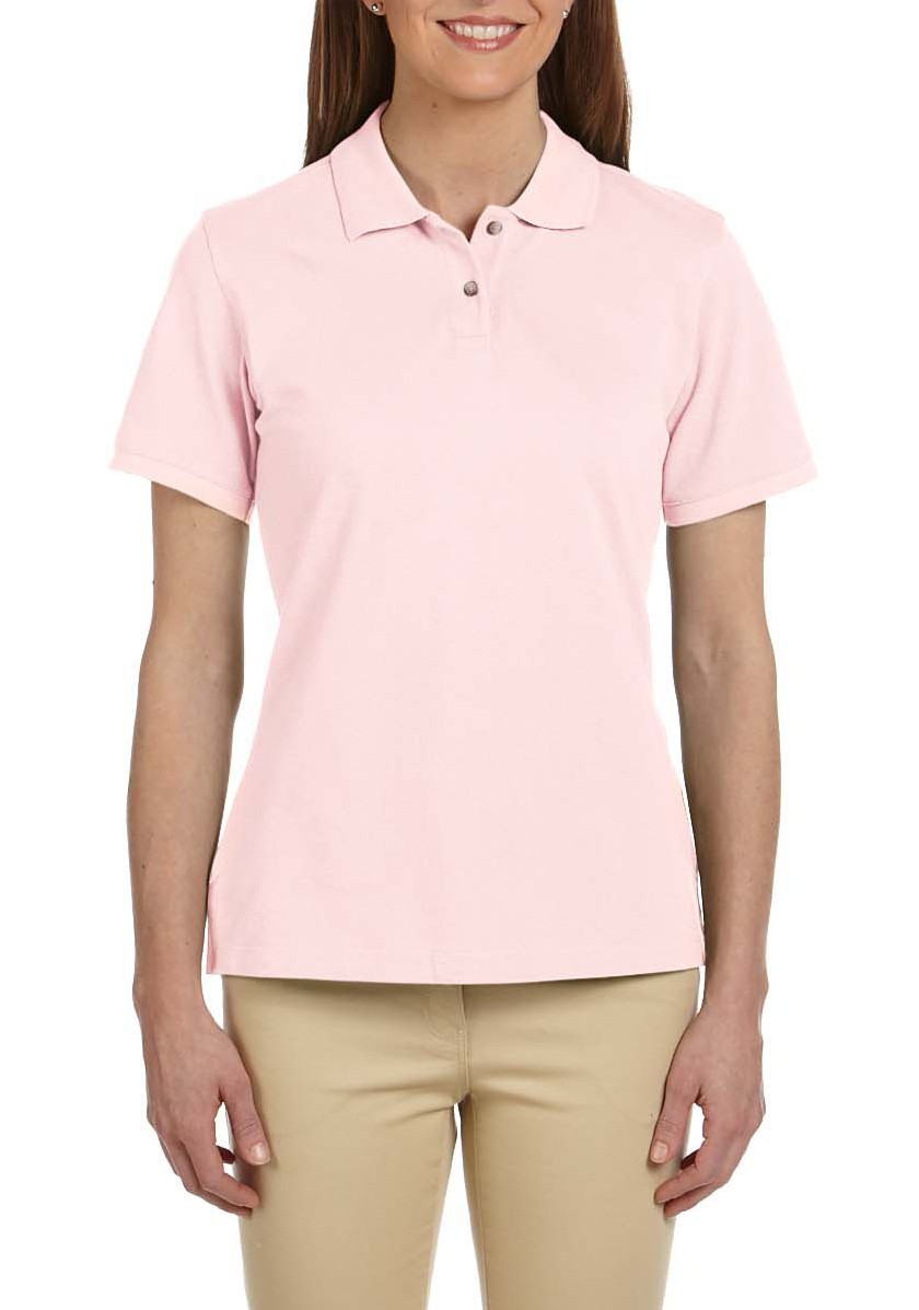 Harriton® blusa polo de algodón tejido piqué, manga corta, variedad de colores. M200w rosado