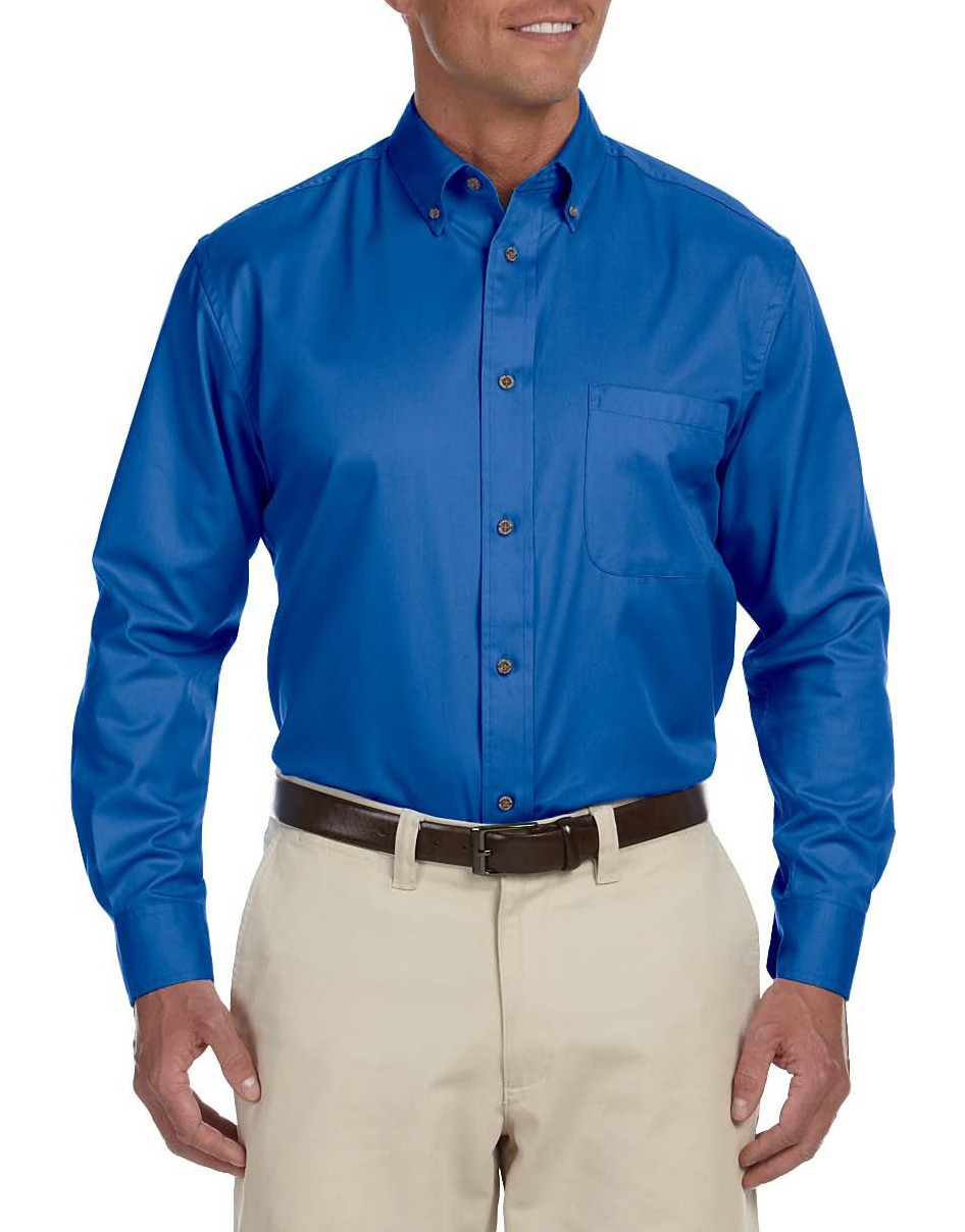 Harriton camisa de manga larga con tecnología antimanchas. M500 azul francés
