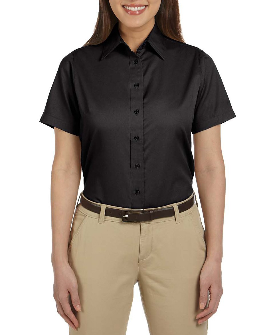 Harriton® blusa de manga corta, resistente a las manchas y anti-arrugas. M500SW negro