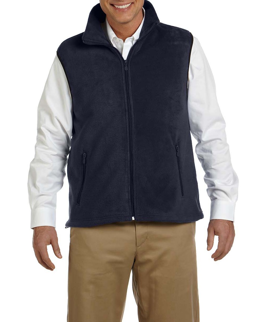 Harriton® chaleco con cierre al frente, hecho en suave tela polar. M985 azul marino