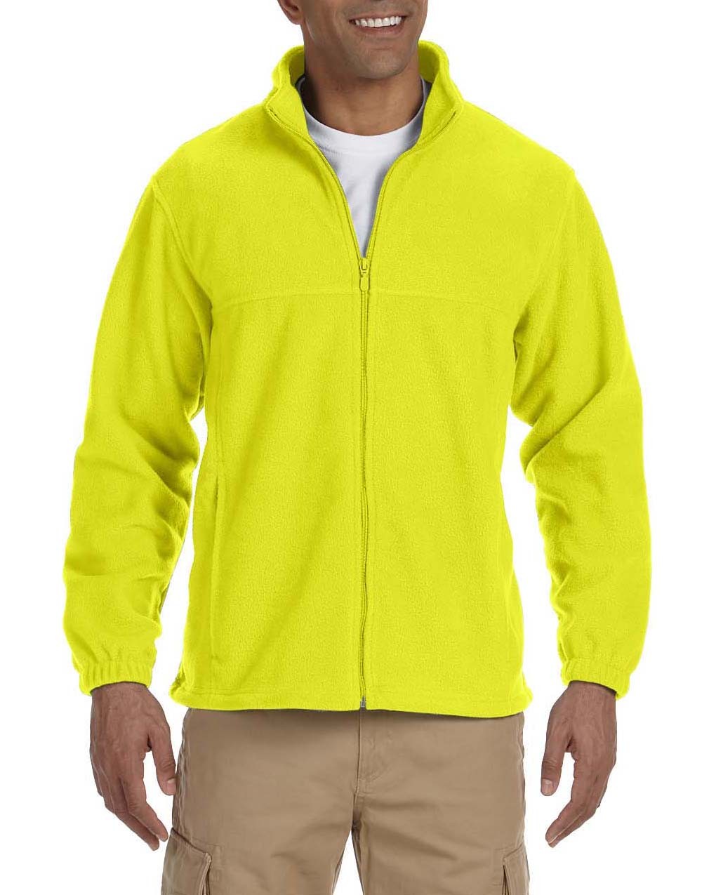 Harriton® Chamarra de suave tela polar, con cierre y dos bolsillos. M990 amarillo seguridad