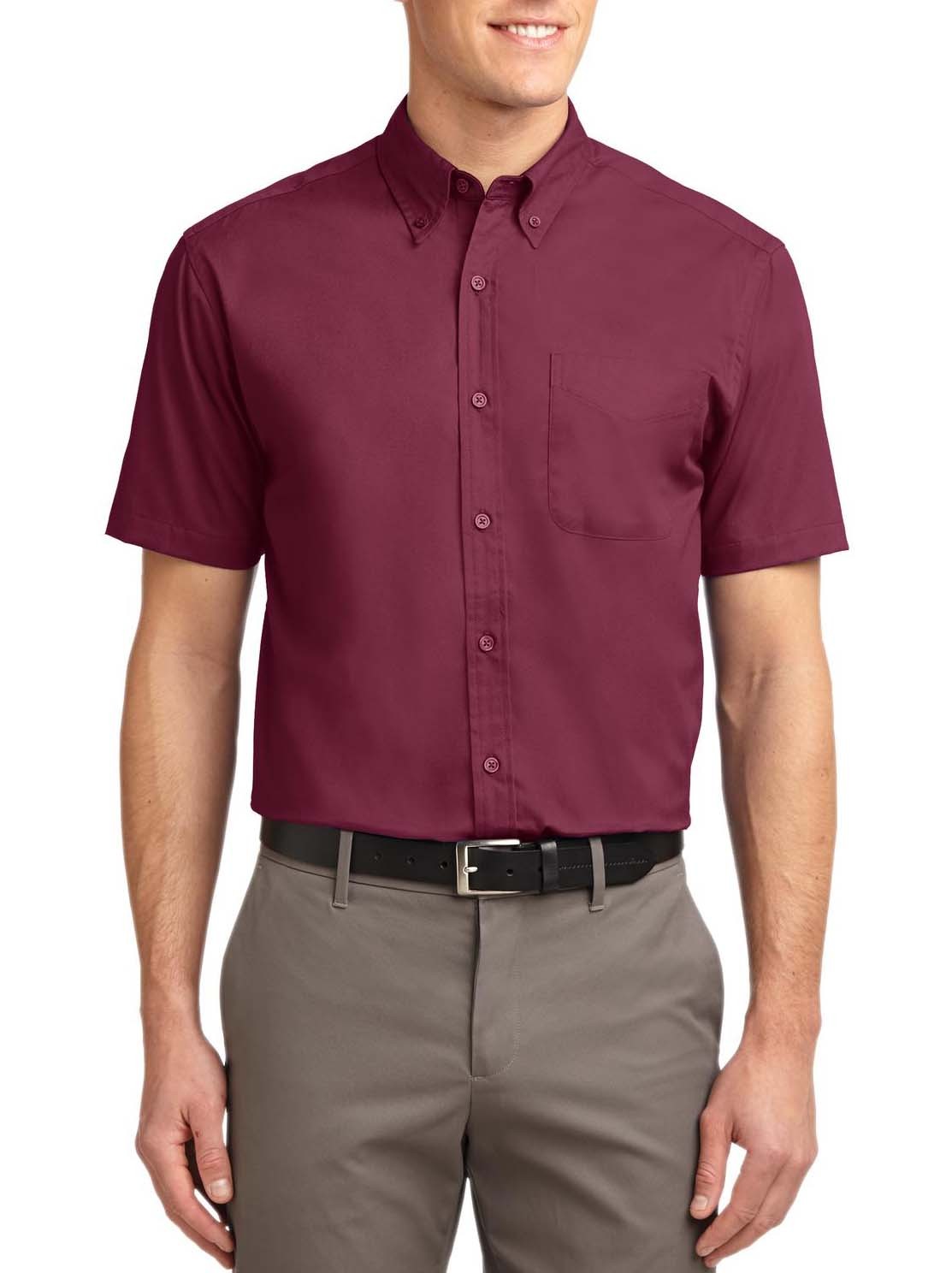 Port Authority® camisa de manga corta resistente a las arrugas. S508 borgoña