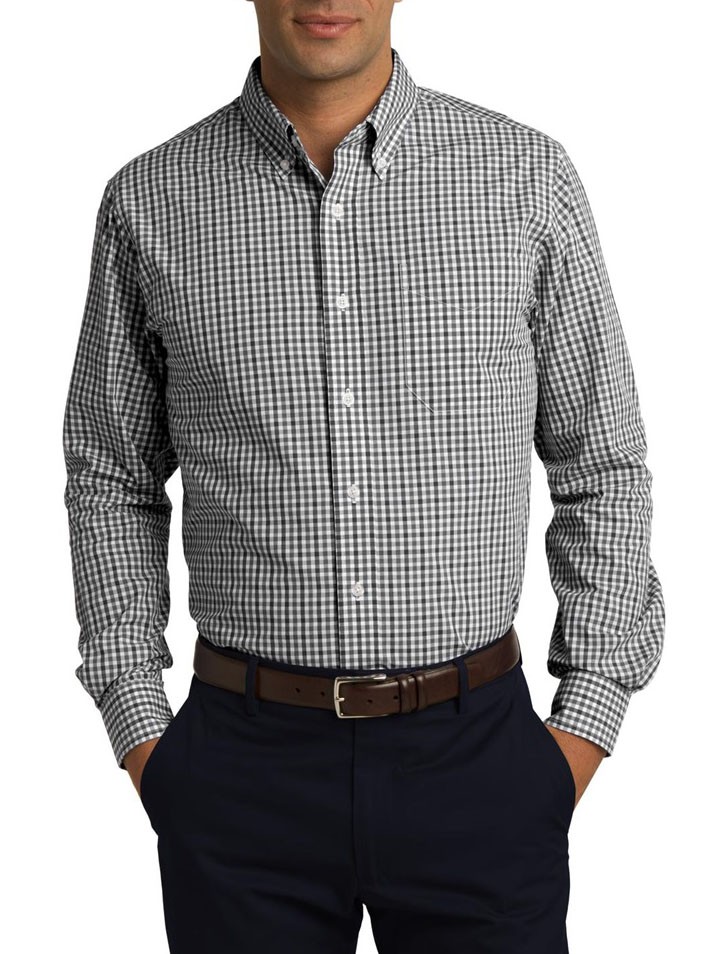 Port Authority® Camisa a cuadros de manga larga y fácil cuidado. s654 Negro/Carbón