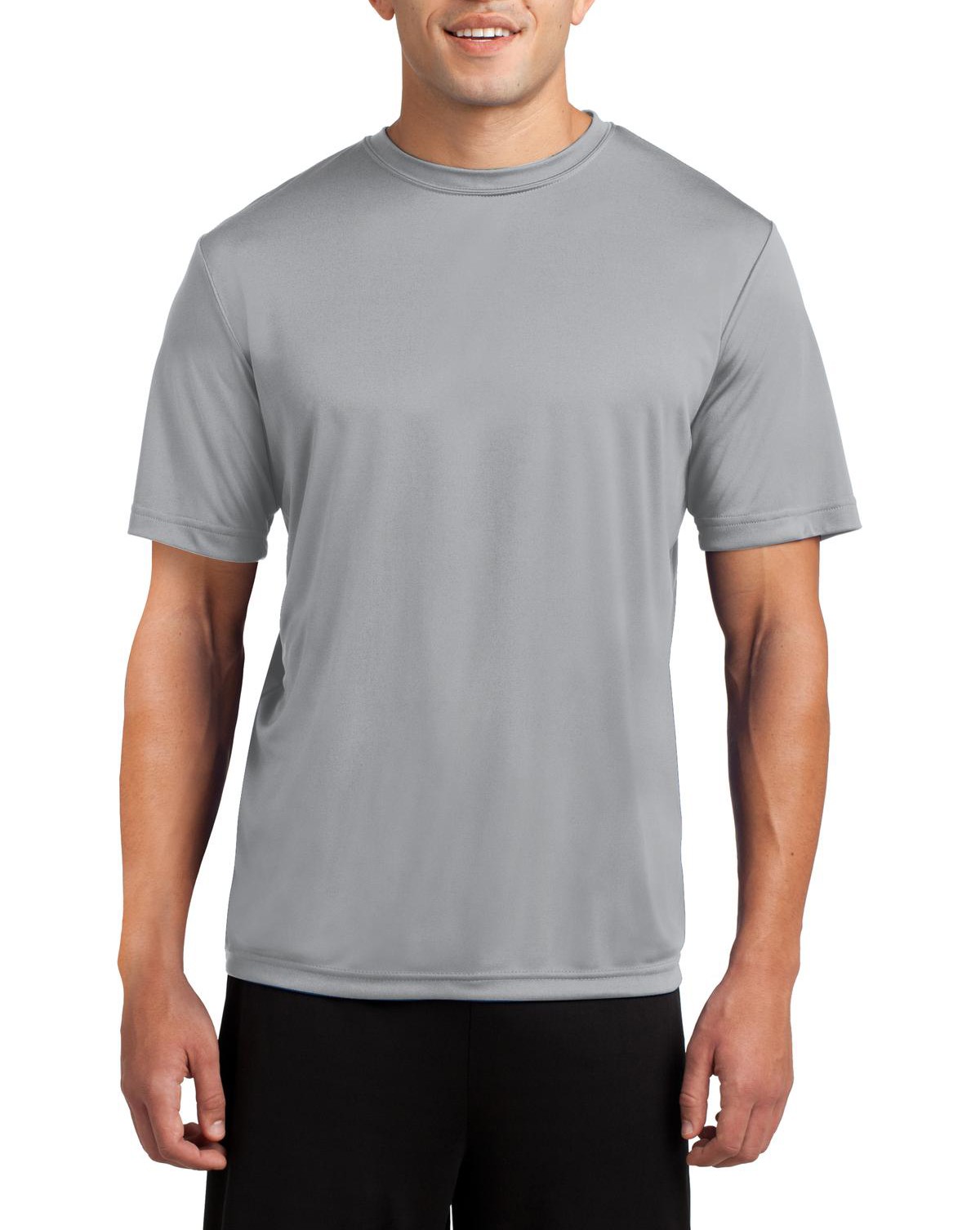 Sport-Tek® Camiseta de manga corta, ligera y absorbente, resistente a la decoloración. ST350 plata