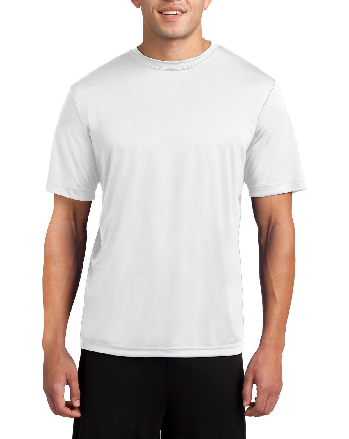 Sport-Tek® Camiseta de manga corta ligera y absorbente, resistente a la decoloración. ST350 blanco