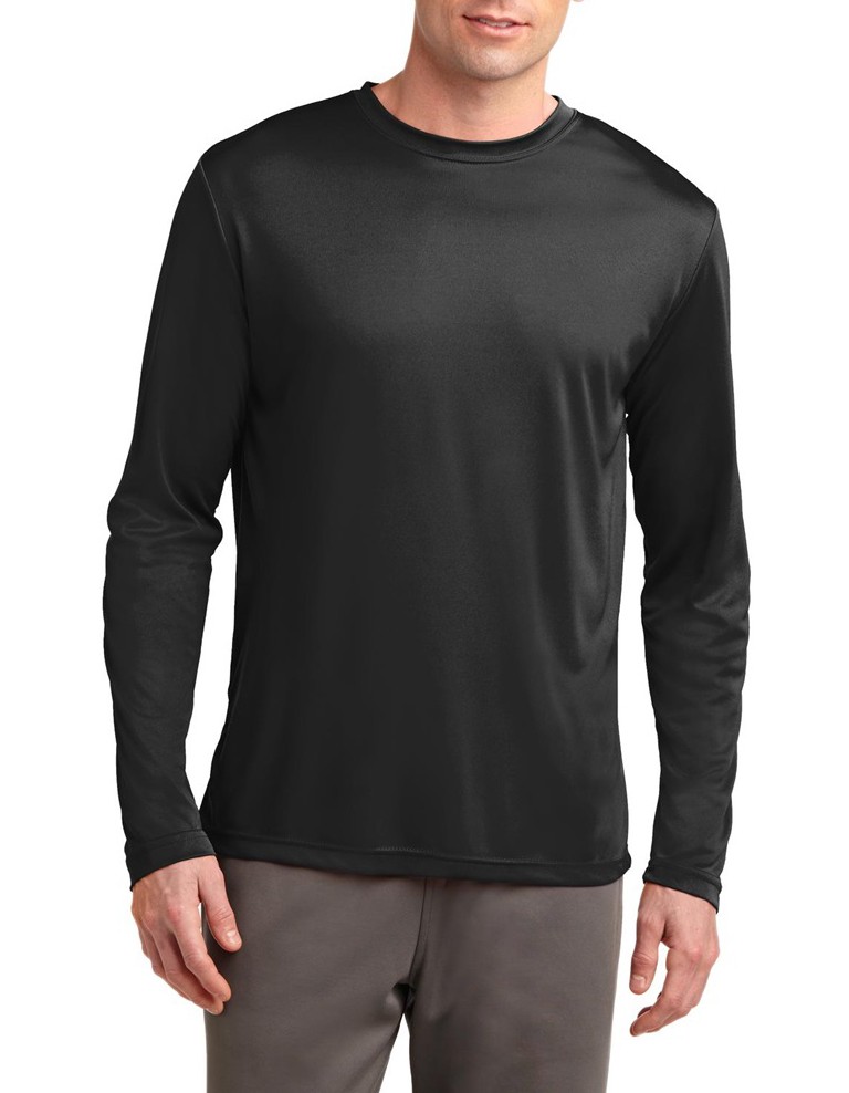 Sport-Tek® Camiseta de manga larga. Ligera y absorbente, resistente a la decoloración. ST350LS negro