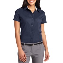 Port Authority® Blusa de manga corta de fácil cuidado. L508 azul marino