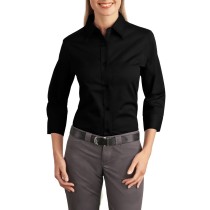 Port Authority® blusa manga 3/4, antiarrugas, perfecta para el trabajo. L612 negro