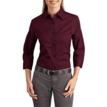 Port Authority® blusa manga 3/4, antiarrugas, perfecta para el trabajo. L612 borgoña