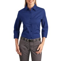 Port Authority® blusa manga 3/4, antiarrugas, perfecta para el trabajo. L612 azul mediterráneo