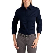 Port Authority® blusa manga 3/4, antiarrugas, perfecta para el trabajo. L612 azul marino