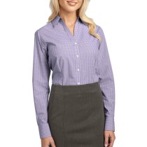 Port Authority® Blusa manga larga con patrón a cuadros, anti-arrugas. L639 morado