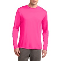 Sport-Tek® Camiseta de manga larga. Ligera y absorbente, resistente a la decoloración. ST350LS rosa neón