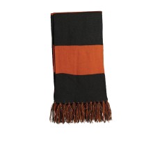 Sport-Tek® Bufanda a rayas, diversidad de colores. STA02 negro/anaranjado intenso