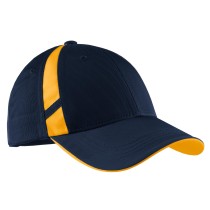 Sport-Tek® gorra bicolor de algodón con laterales de malla. STC12 azul marino/amarillo oro