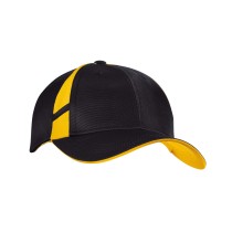 Sport-Tek® gorra bicolor de algodón con laterales de malla. STC12 negro/amarillo oro