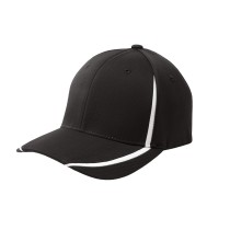 Sport-Tek® Gorra estructurada de perfil medio, bicolor. STC16 negro/blanco