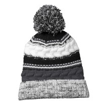 Sport-Tek® Gorro con pom pom en los colores de tu equipo. STC21 acero/negro/blanco