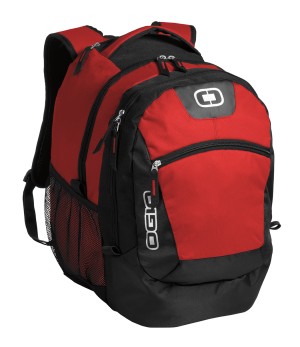 OGIO® Rogue, amplia mochila para viajeros, con funda para laptop y medios digitales. 411042 rojo/negro