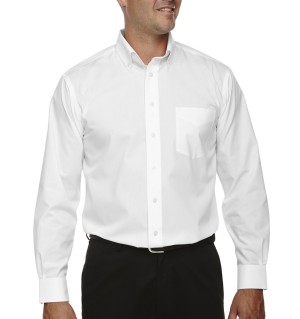 Devon & Jones Camisa fina de popelina, manga larga, corte clásico. D620 blanco