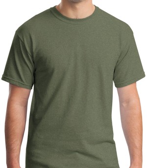 Gildan® Camiseta cuello redondo, algodón pesado. 5000 verde militar jaspeado