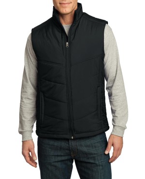 Port Authority® Chaleco acolchado para hombre con cuello estilo cadete. J709 negro