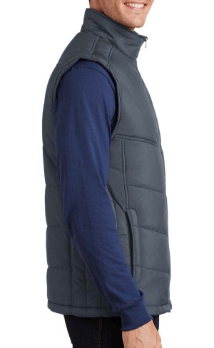 Port Authority® Chaleco acolchado para hombre con cuello estilo cadete. J709 pizarra oscura