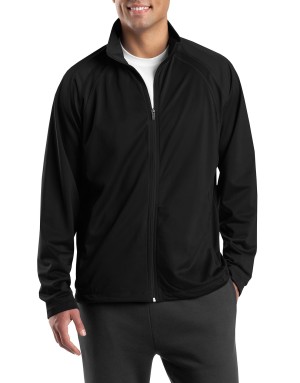 Sport-Tek® Chamarra deportiva de punto para hombre, manga raglán. JST90 negro