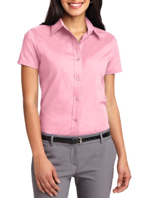 Port Authority® Blusa de manga corta de fácil cuidado. L508 rosa claro