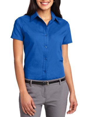 Port Authority® Blusa de manga corta de fácil cuidado. L508 azul intenso