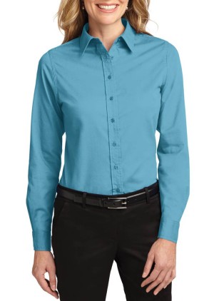 Port Authority® blusa de manga larga anti-arrugas, perfecta para la jornada laboral. L608 azul maui