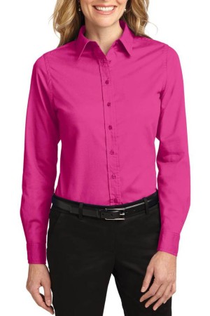 Port Authority® blusa de manga larga anti-arrugas, perfecta para la jornada laboral. L608 rosa tropical